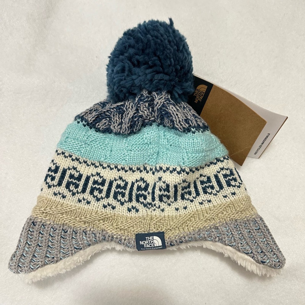 The North Face Baby Fair Isle Earflap Beanie Unisex Fleece Lining 6-24 Mths NWT - Picture 2 of 6